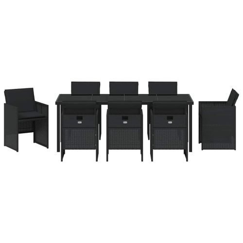 Комплект за хранене в градината 9 pcs Черно полиратан