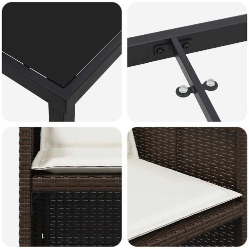 Комплект за хранене в градината 9 pcs Кафяво полиратан