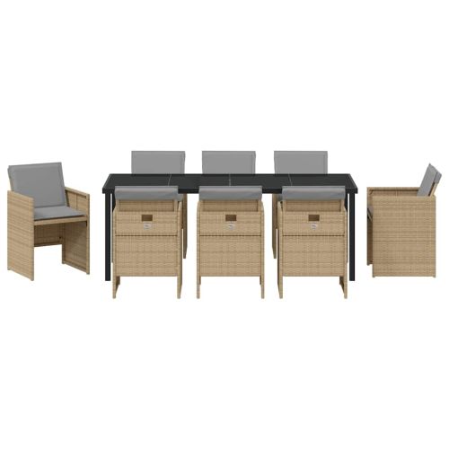 Комплект за хранене в градината 9 pcs Бежово полиратан