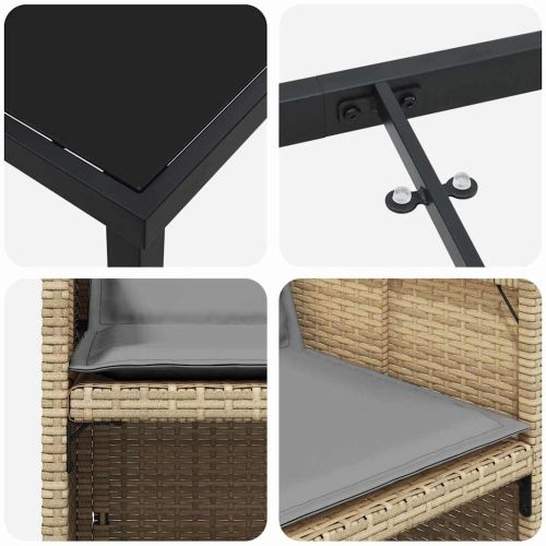 Комплект за хранене в градината 9 pcs Бежово полиратан