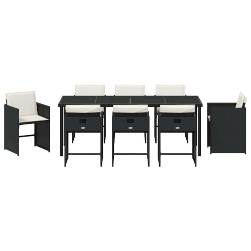 Комплект за хранене в градината 9 pcs Черно полиратан