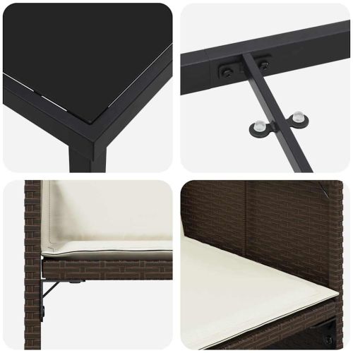 Комплект за хранене в градината 9 pcs Кафяво полиратан