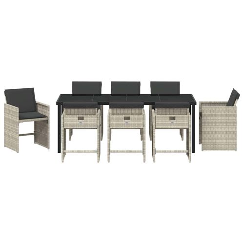 Комплект за хранене в градината 9 pcs Светлосиво полиратан