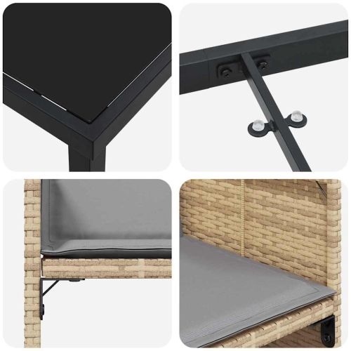 Комплект за хранене в градината 9 pcs Бежово полиратан