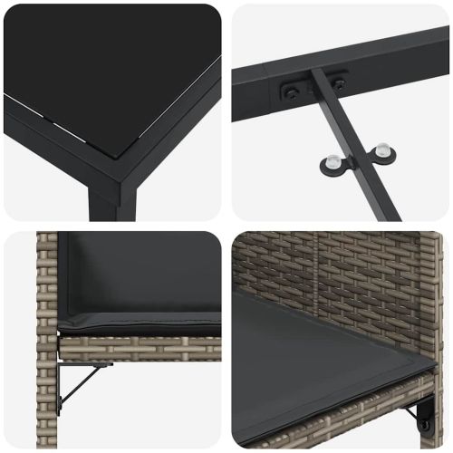 Комплект за хранене в градината 9 pcs Сив полиратан