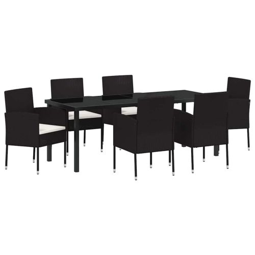 Комплект за хранене в градината 7 pcs Черно полиратан