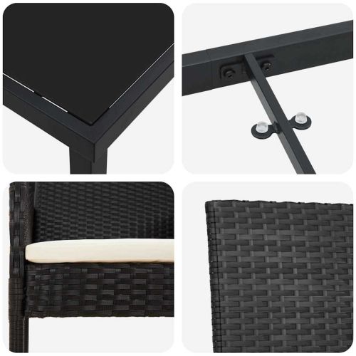 Комплект за хранене в градината 9 pcs Черно полиратан