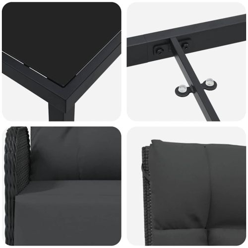 Комплект за хранене в градината 7 pcs Черно полиратан