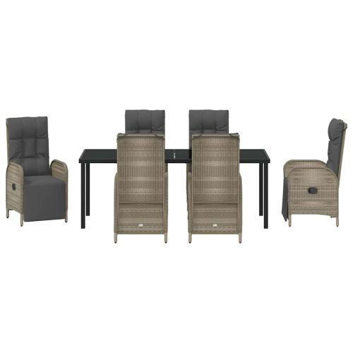 Комплект за хранене в градината 7 pcs Сив полиратан