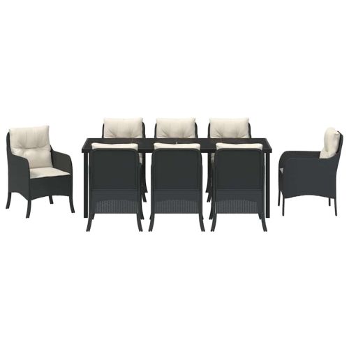 Комплект за хранене в градината 9 pcs Черно полиратан