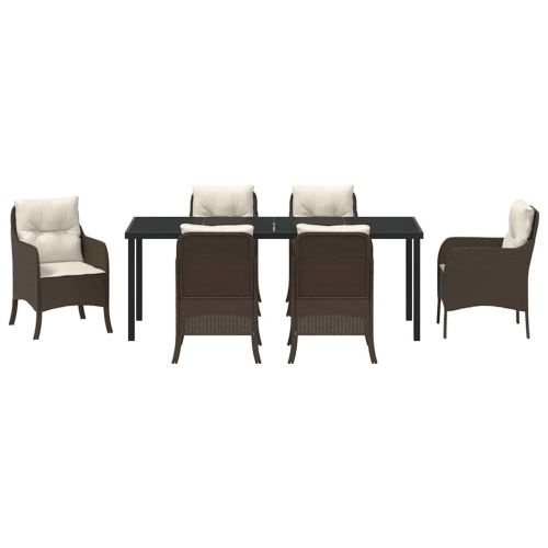 Комплект за хранене в градината 7 pcs Кафяво полиратан