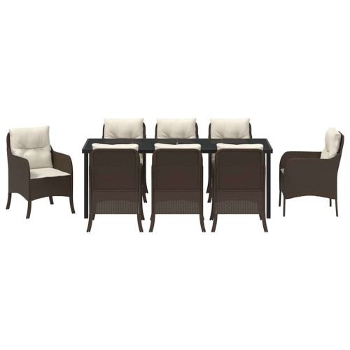 Комплект за хранене в градината 9 pcs Кафяво полиратан