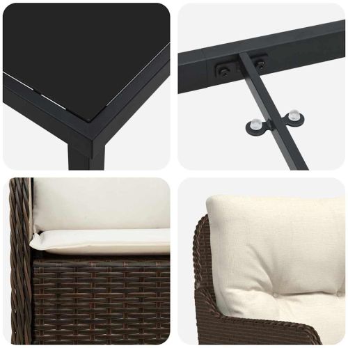 Комплект за хранене в градината 9 pcs Кафяво полиратан