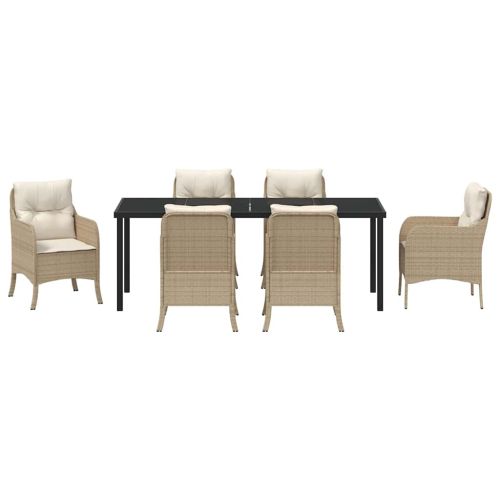 Комплект за хранене в градината 7 pcs Бежово полиратан