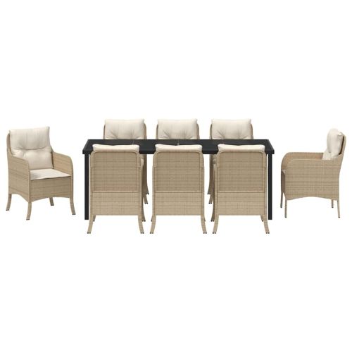 Комплект за хранене в градината 9 pcs Бежово полиратан