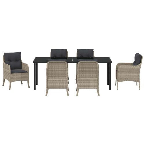 Комплект за хранене в градината 7 pcs Светлосиво полиратан