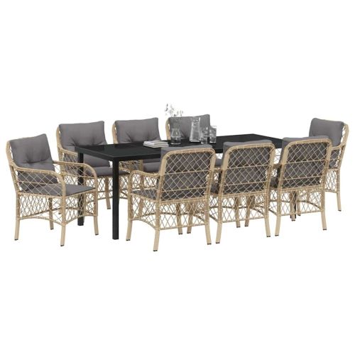 Комплект за хранене в градината 9 pcs Бежово полиратан