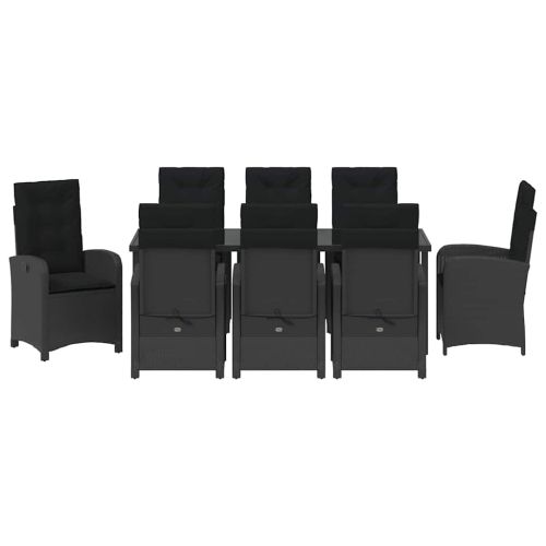 Комплект за хранене в градината 9 pcs Черно полиратан