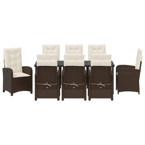 Комплект за хранене в градината 9 pcs Кафяво полиратан