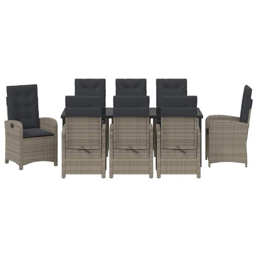 Комплект за хранене в градината 9 pcs Сив полиратан