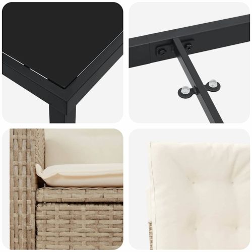 Комплект за хранене в градината 7 pcs Бежово полиратан