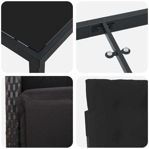 Комплект за хранене в градината 9 pcs Черно полиратан