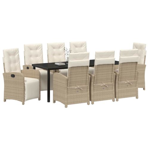 Комплект за хранене в градината 9 pcs Бежово полиратан