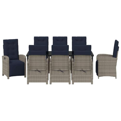 Комплект за хранене в градината 9 pcs Сив полиратан