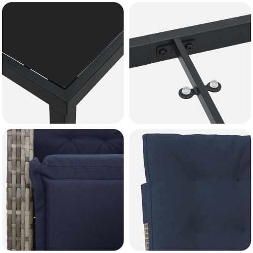 Комплект за хранене в градината 9 pcs Сив полиратан