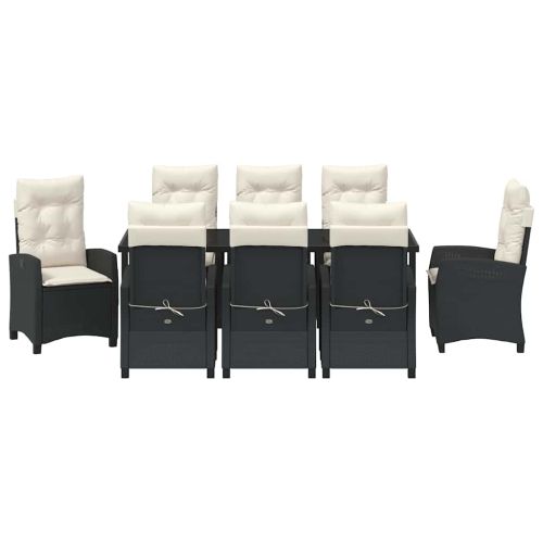 Комплект за хранене в градината 9 pcs Черно полиратан