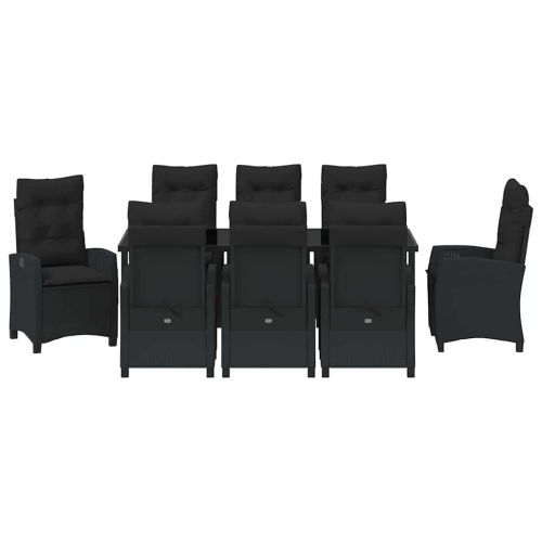 Комплект за хранене в градината 9 pcs Черно полиратан