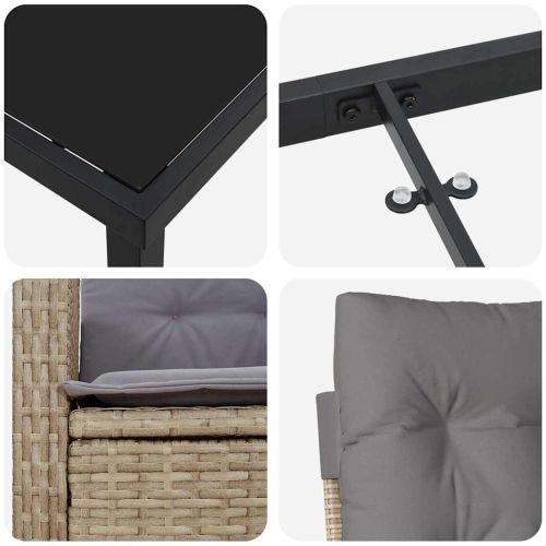 Комплект за хранене в градината 9 pcs Бежово полиратан