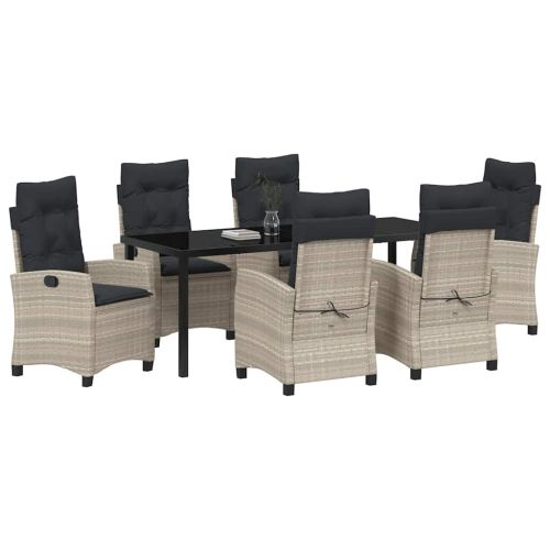 Комплект за хранене в градината 7 pcs Светлосиво полиратан