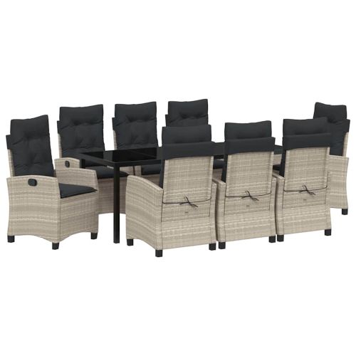 Комплект за хранене в градината 9 pcs Светлосиво полиратан