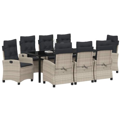 Комплект за хранене в градината 9 pcs Светлосиво полиратан