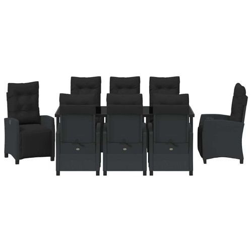 Комплект за хранене в градината 9 pcs Черно полиратан