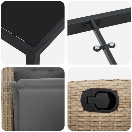 Комплект за хранене в градината 9 pcs Бежово полиратан