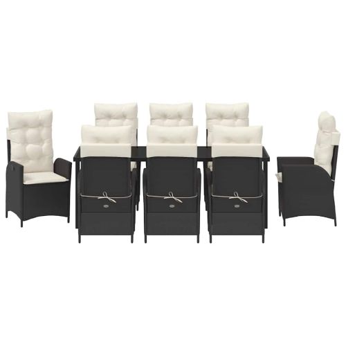 Комплект за хранене в градината 9 pcs Черно полиратан