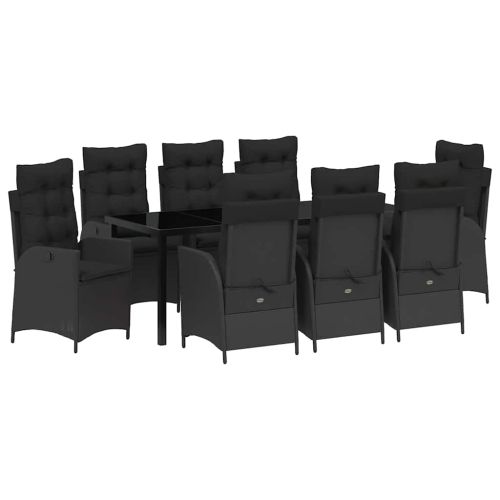 Комплект за хранене в градината 9 pcs Черно полиратан