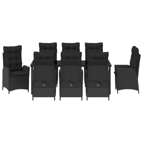 Комплект за хранене в градината 9 pcs Черно полиратан