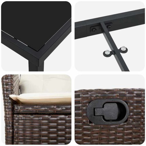 Комплект за хранене в градината 7 pcs Кафяво полиратан