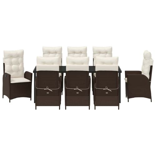 Комплект за хранене в градината 9 pcs Кафяво полиратан