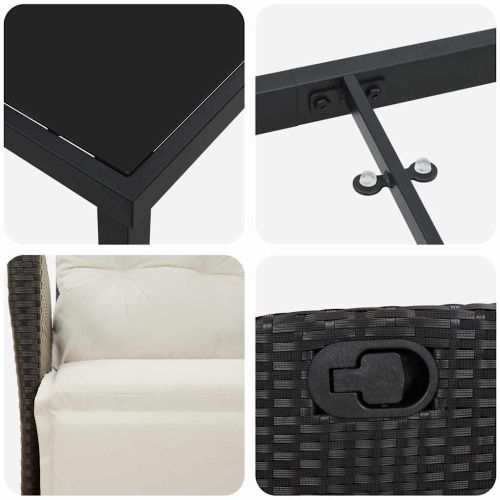 Комплект за хранене в градината 9 pcs Черно полиратан