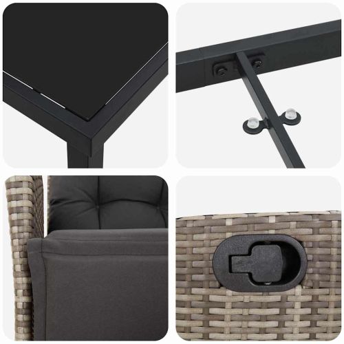 Комплект за хранене в градината 7 pcs Сив полиратан