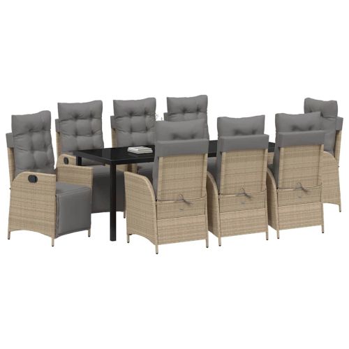 Комплект за хранене в градината 9 pcs Бежово полиратан