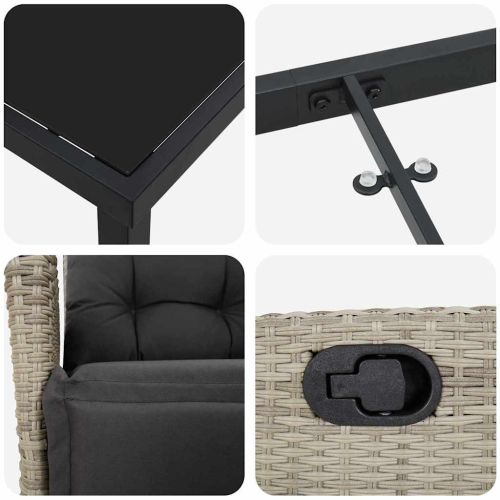 Комплект за хранене в градината 7 pcs Светлосиво полиратан