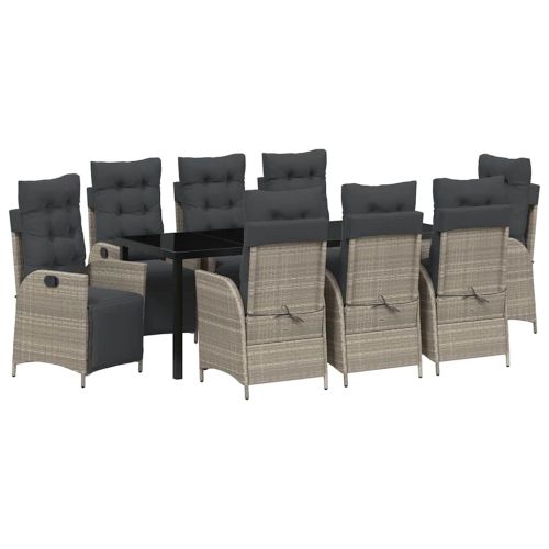 Комплект за хранене в градината 9 pcs Светлосиво полиратан