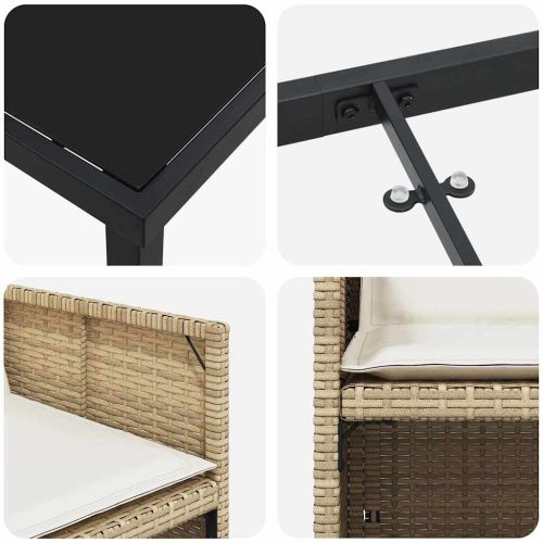 Комплект за хранене в градината 9 pcs Бежово полиратан