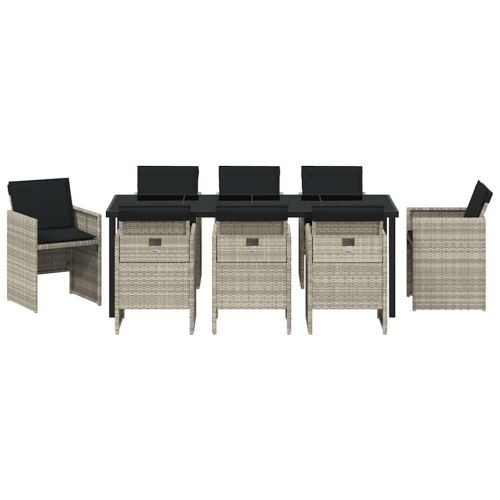 Комплект за хранене в градината 9 pcs Светлосиво полиратан