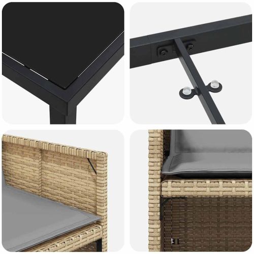 Комплект за хранене в градината 9 pcs Бежово полиратан